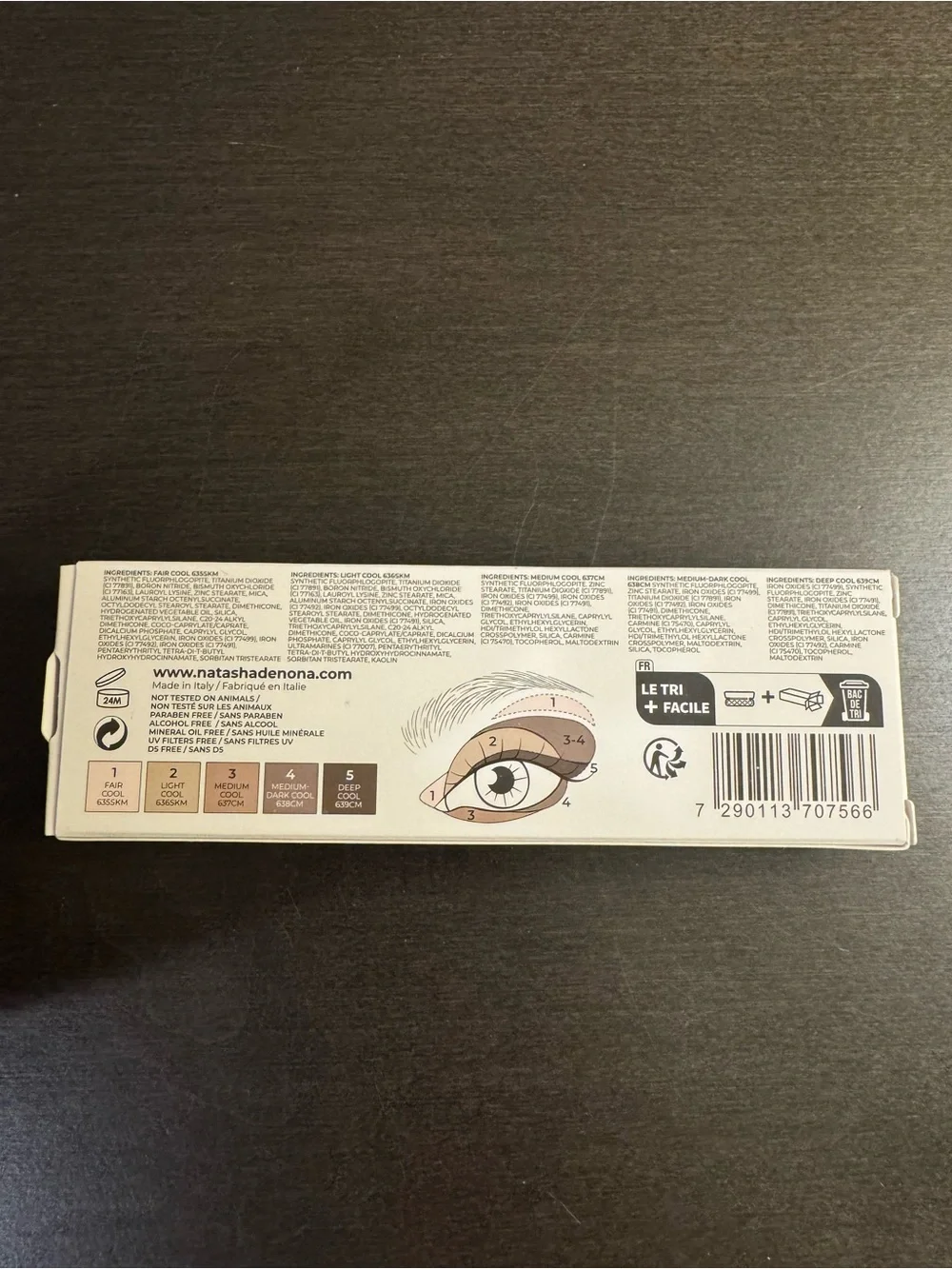 Natasha Denona Mini Eye Sculpt Pallete Cool 5 Shades  .8 g .028 oz NIB